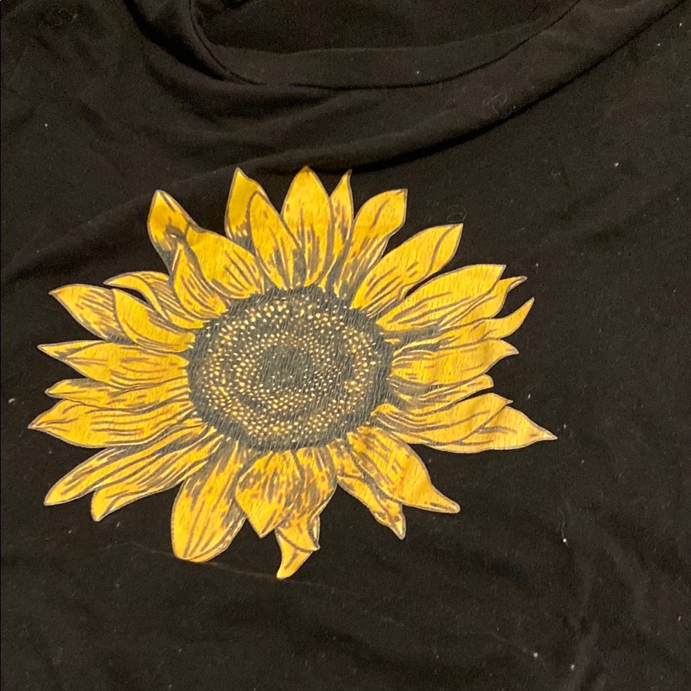 Black T-Shirt with Yellow Sunflower Design